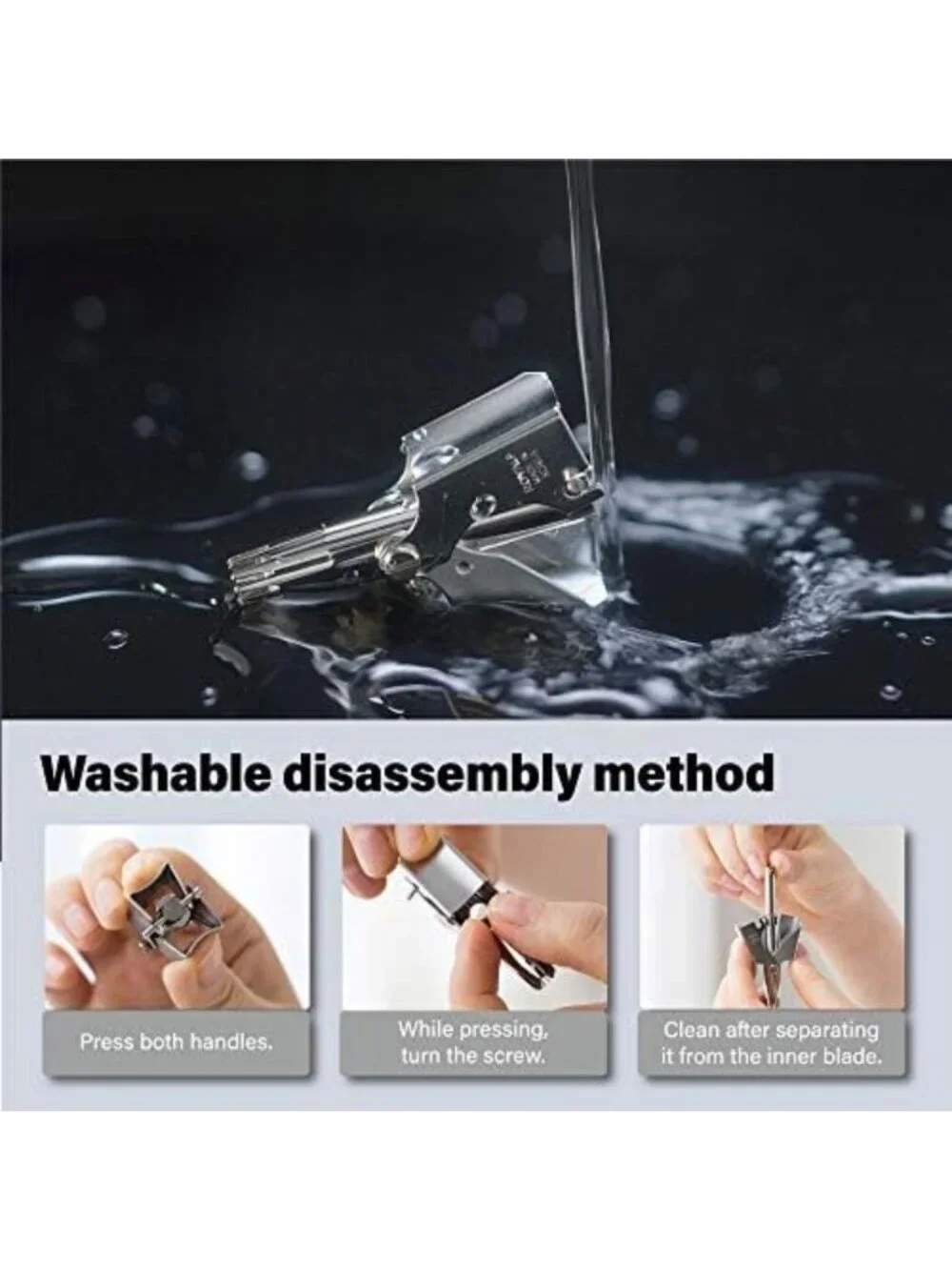 Painless Water-Resistant Manual Nose Hair Trimmer for Men, 12 Dual Blades